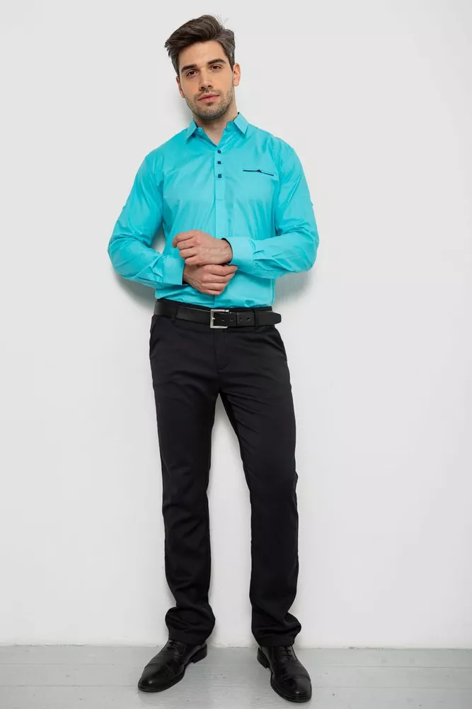 Купить Рубашка мужская  классическая, цвет бирюзовый, 186R7114-5 - Фото №3