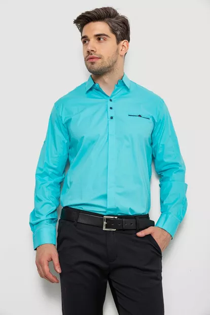 Сорочка чоловіча класична, колір бірюзовий, 186R7114-5