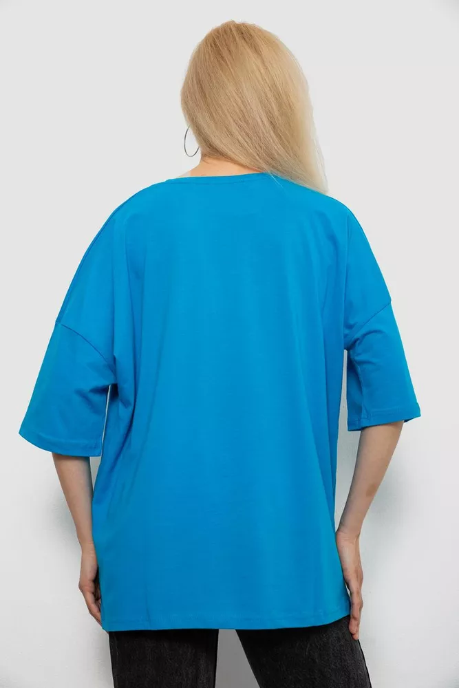 Купить Футболка женская с принтом, цвет бирюзовый, 244R3008-1 - Фото №4