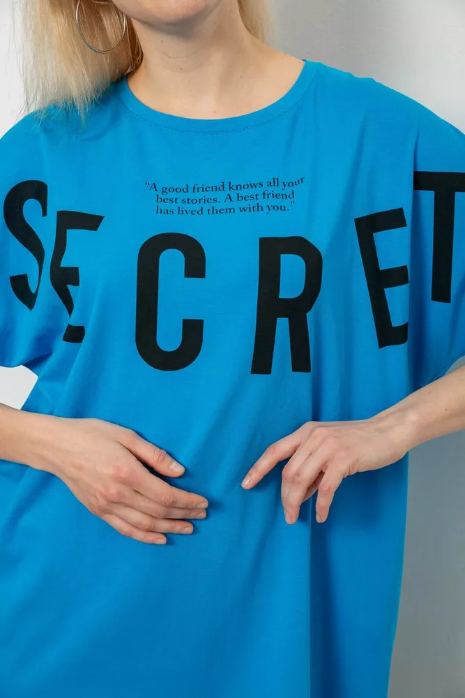 Купить Футболка женская с принтом, цвет бирюзовый, 244R3008-1 - Фото №5