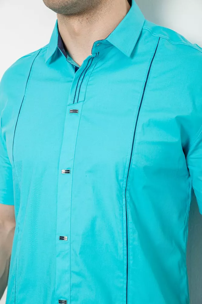Купити Сорочка чоловіча однотонна, колір бірюзовий, 214R7003-5 - Фото №5