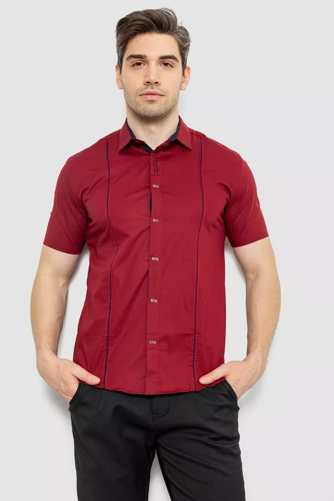 Купити Сорочка чоловіча однотонна, колір бордовий, 214R7003-5 - Фото №1