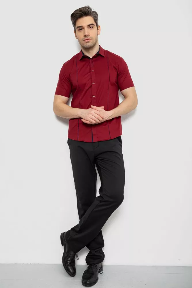 Купити Сорочка чоловіча однотонна, колір бордовий, 214R7003-5 - Фото №2