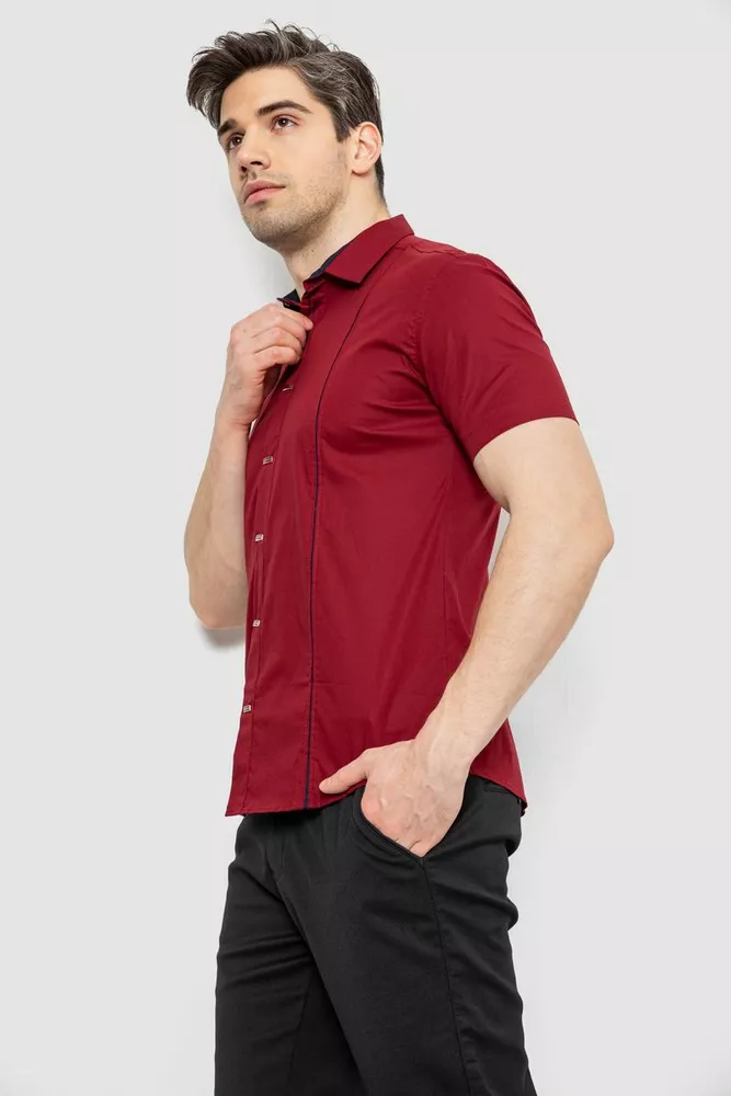 Купити Сорочка чоловіча однотонна, колір бордовий, 214R7003-5 - Фото №3