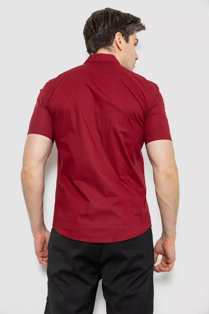 Купити Сорочка чоловіча однотонна, колір бордовий, 214R7003-5 - Фото №4