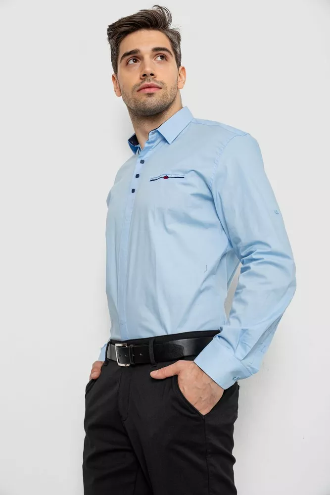 Купить Рубашка мужская  классическая, цвет голубой, 186R7114-5 - Фото №3