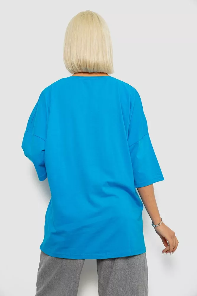 Купити Футболка жіноча з принтом, колір блакитний, 244R3008-1 - Фото №4