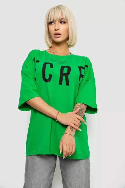 Футболка женская с принтом, цвет зеленый, 244R3008-1