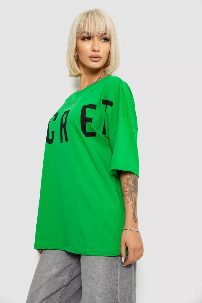 Купить Футболка женская с принтом, цвет зеленый, 244R3008-1 - Фото №3