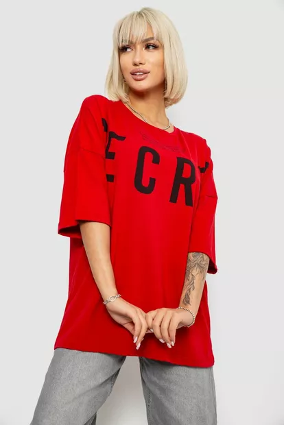 Футболка жіноча з принтом, колір червоний, 244R3008-1