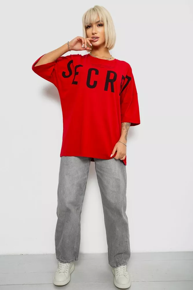 Купити Футболка жіноча з принтом, колір червоний, 244R3008-1 - Фото №2