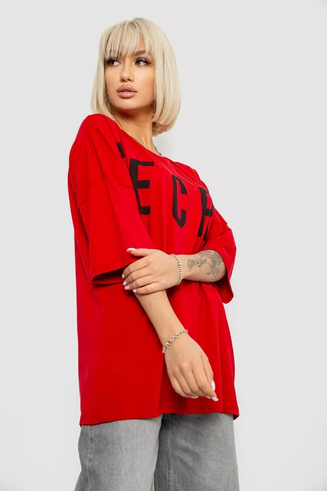 Купити Футболка жіноча з принтом, колір червоний, 244R3008-1 - Фото №3