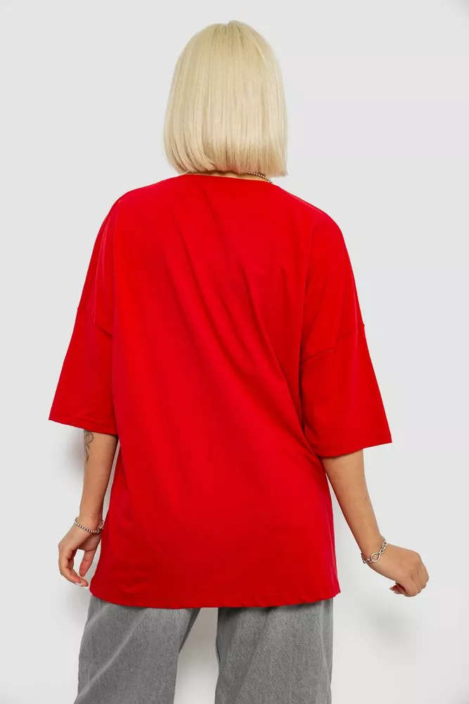 Купити Футболка жіноча з принтом, колір червоний, 244R3008-1 - Фото №4