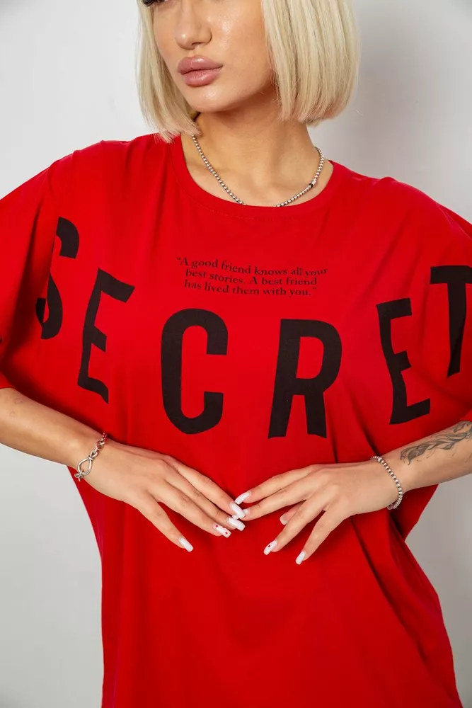 Купити Футболка жіноча з принтом, колір червоний, 244R3008-1 - Фото №5