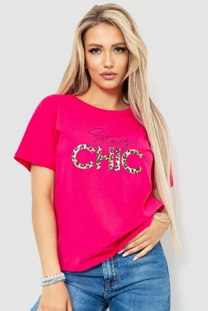 Футболка женская с принтом, цвет малиновый, 221R305