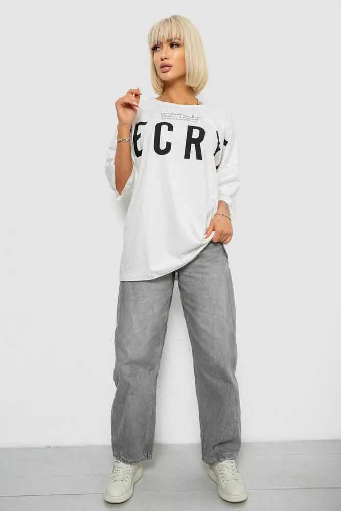 Купить Футболка женская с принтом, цвет молочный, 244R3008-1 - Фото №2