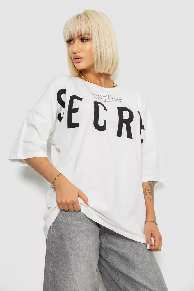 Купить Футболка женская с принтом, цвет молочный, 244R3008-1 - Фото №3