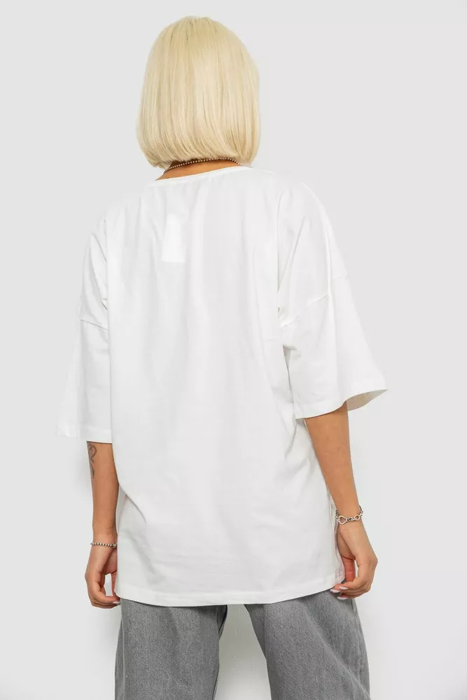 Купить Футболка женская с принтом, цвет молочный, 244R3008-1 - Фото №4