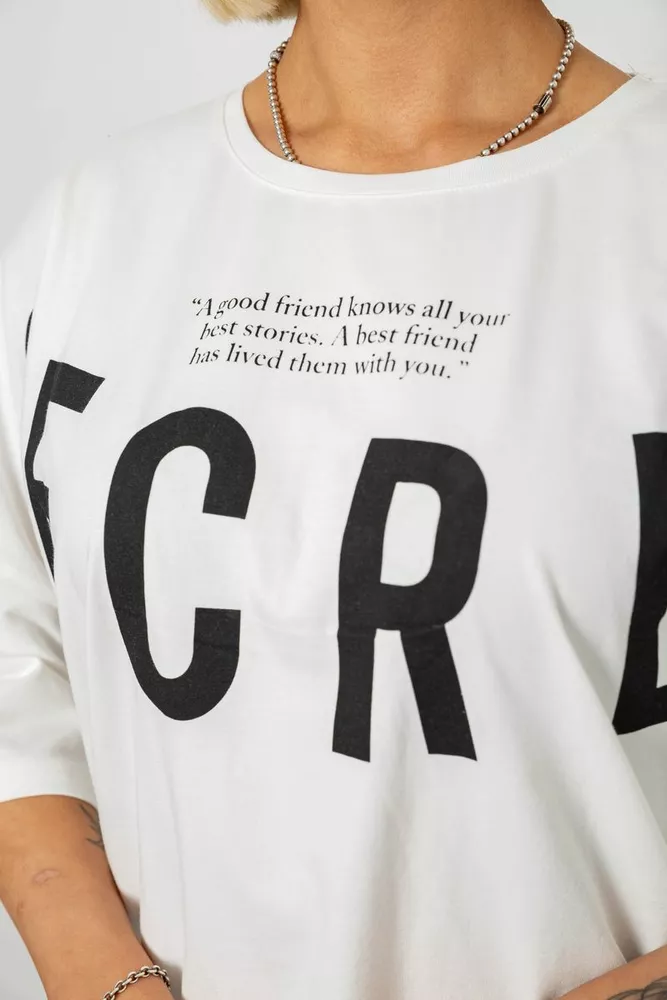 Купить Футболка женская с принтом, цвет молочный, 244R3008-1 - Фото №5