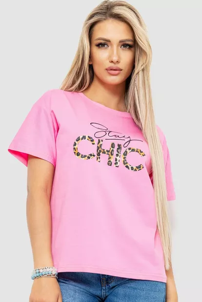Футболка женская с принтом, цвет розовый, 221R305