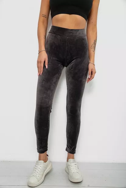 Лосини жіночі велюрові однотонні, колір сірий, 214R263-1