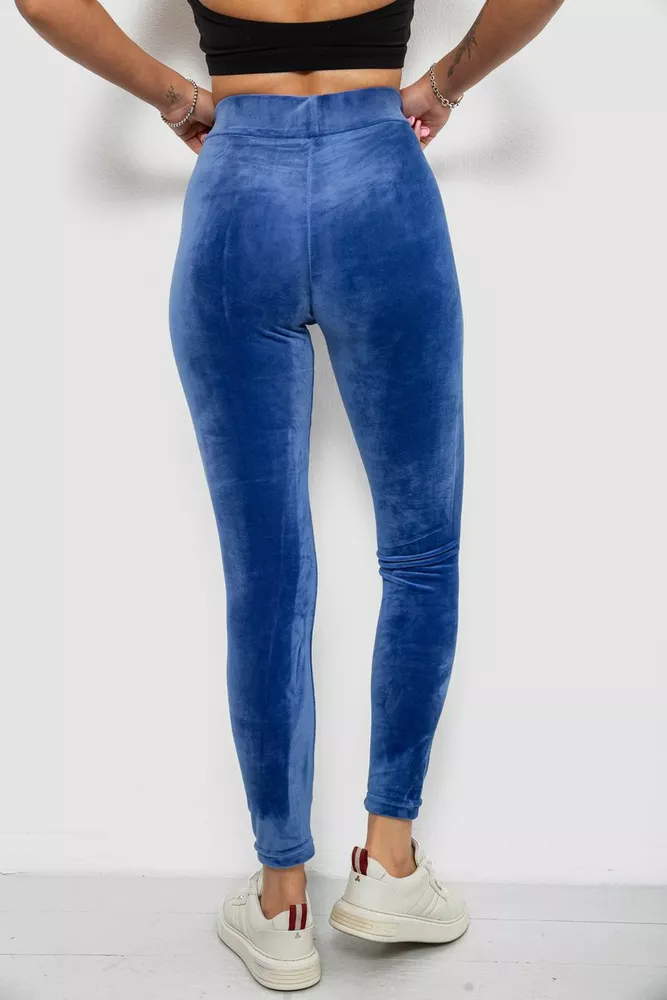 Купить Лосины женские велюровые однотонные, цвет синий, 214R263-1 - Фото №4