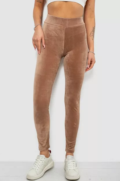 Лосини жіночі велюрові однотонні, колір мокко, 214R263-1