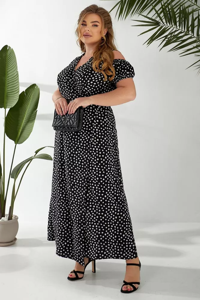 Купить Платье женское на запах с принтом софт, цвет черный, 257R358-1 - Фото №4