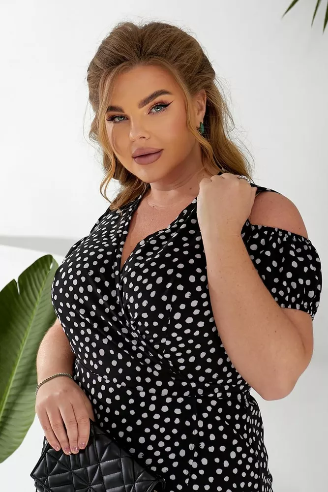 Купить Платье женское на запах с принтом софт, цвет черный, 257R358-1 - Фото №6