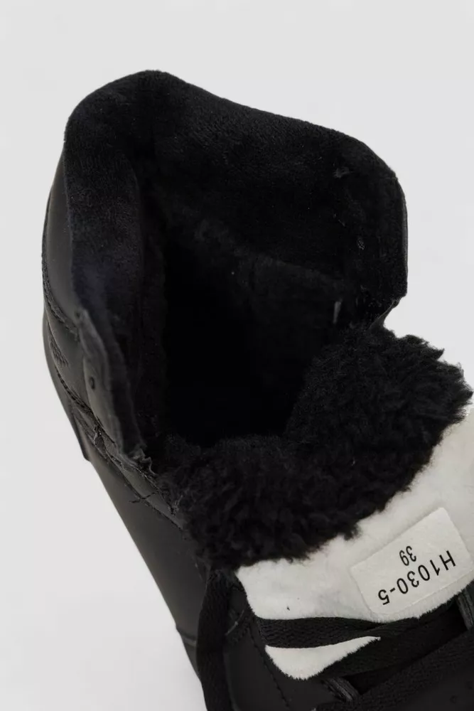 Купить Кроссовки женские зимние на меху, цвет черно-белый, 248RH1030 - Фото №6