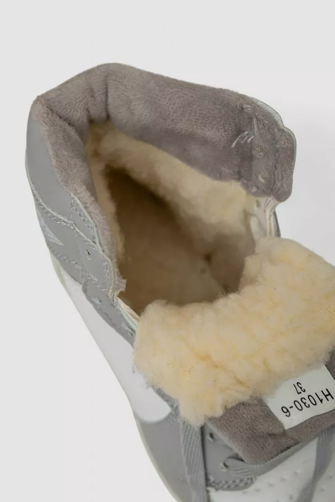 Купить Кроссовки женские зимние на меху, цвет бело-серый, 248RH1030 - Фото №6