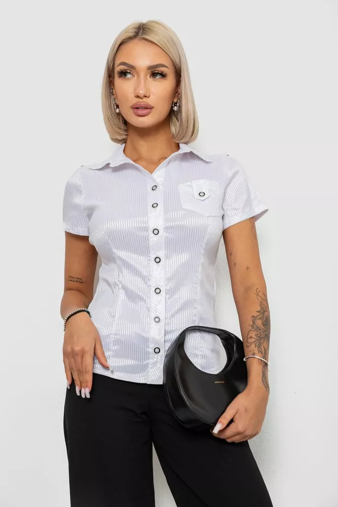 Купить Рубашка классическая в полоску, цвет белый, 230R668-2 - Фото №1