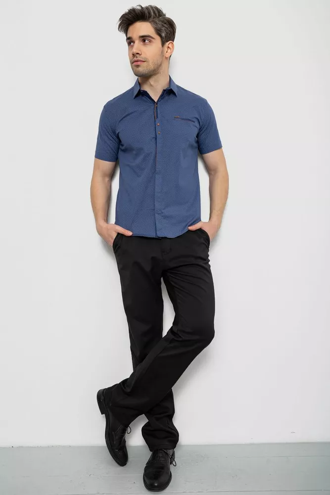 Купить Мужская рубашка с принтом, цвет синий, 186R7022-1 - Фото №2