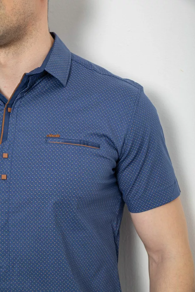 Купить Мужская рубашка с принтом, цвет синий, 186R7022-1 - Фото №5
