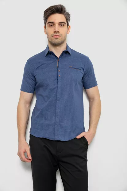 Мужская рубашка с принтом, цвет синий, 186R7022-1