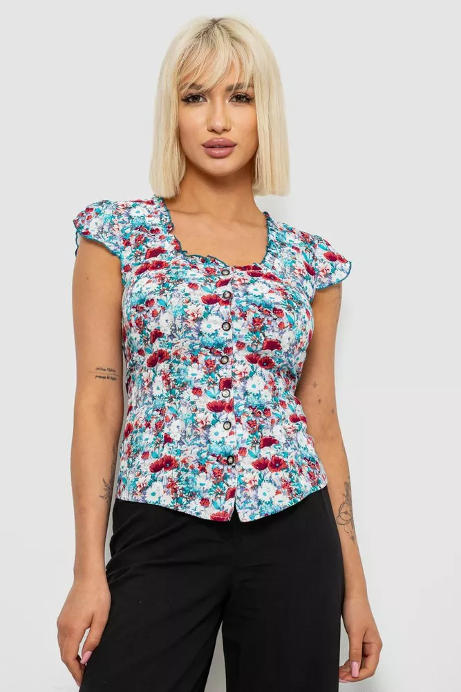 Купить Блуза c цветочным принтом, цвет молочно-коричневый, 230R262 - Фото №1