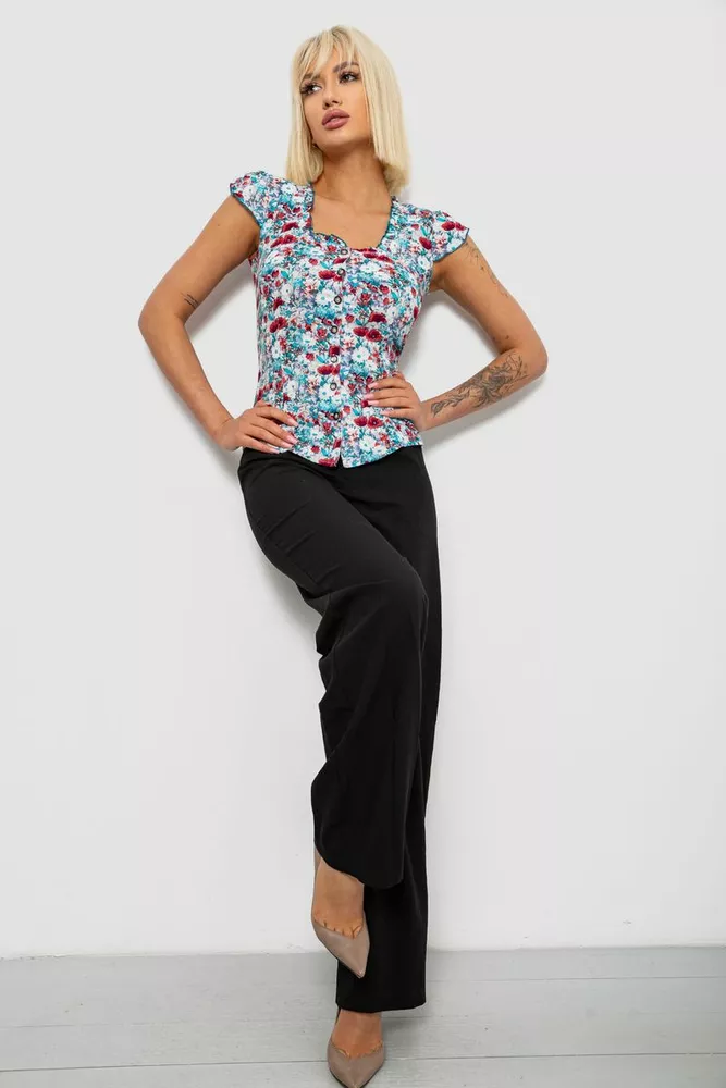 Купить Блуза c цветочным принтом, цвет молочно-коричневый, 230R262 - Фото №2