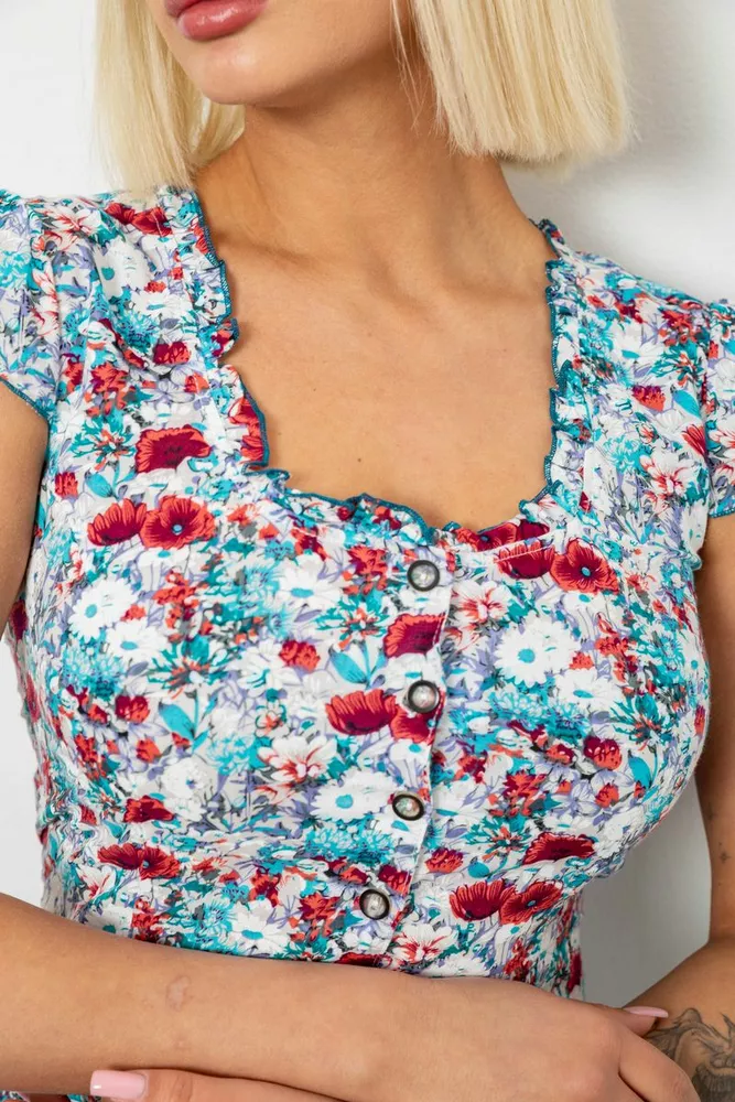 Купить Блуза c цветочным принтом, цвет молочно-коричневый, 230R262 - Фото №5