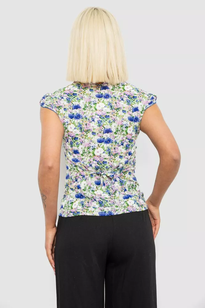 Купить Блуза c цветочным принтом, цвет молочно-синий, 230R262 - Фото №4