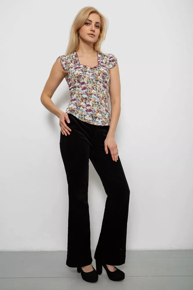 Купить Блуза c цветочным принтом, цвет фиолетовый, 230R262 - Фото №2