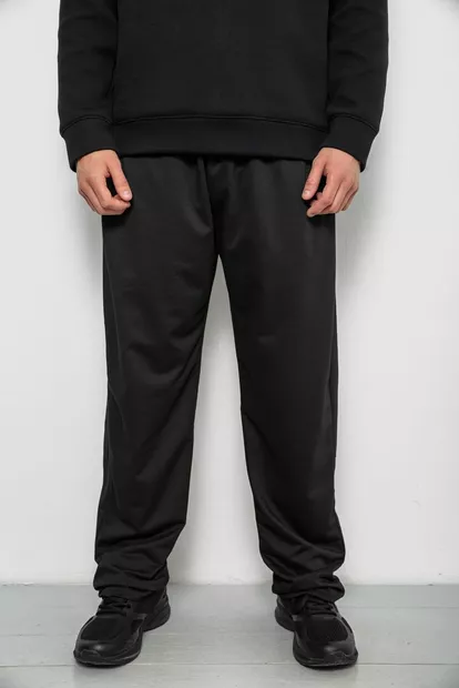 Спортивні штани чоловічі однотонні, колір чорний, 244R41272