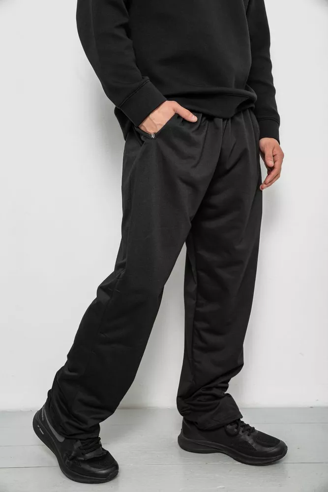 Купить Спортивные штаны мужские однотонные, цвет черный, 244R41272 - Фото №3