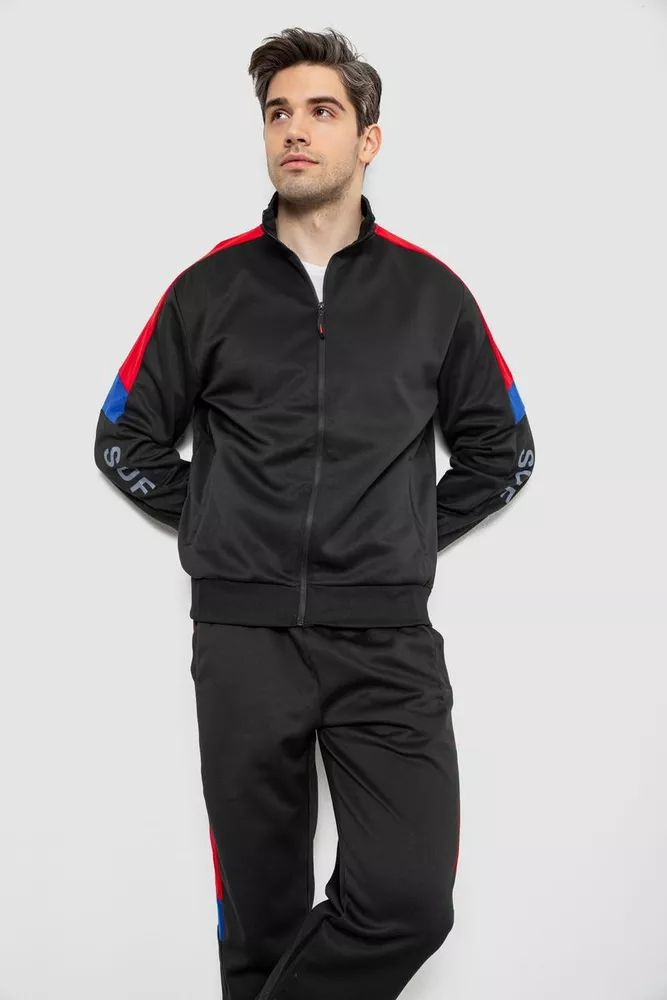 Купити Спортивний костюм чоловічий двонитка, колір чорний, 129R5215 оптом - Фото №2