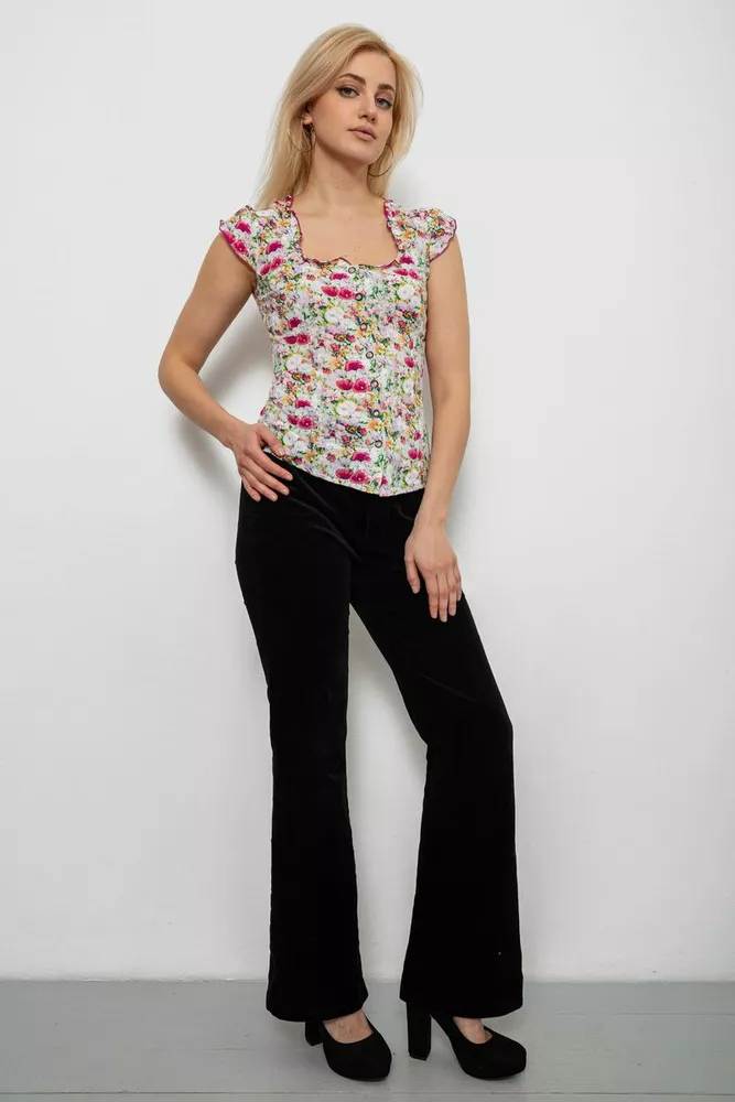 Купить Блуза c цветочным принтом, цвет молочно-красный, 230R262 - Фото №2