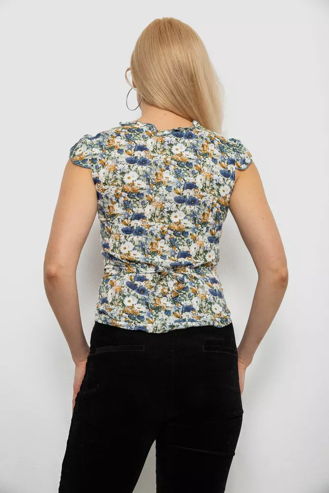 Купити Блуза з квітковим принтом, колір джинс, 230R262 - Фото №4