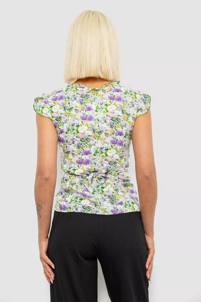 Купить Блуза c цветочным принтом, цвет молочно-сиреневый, 230R262 - Фото №4