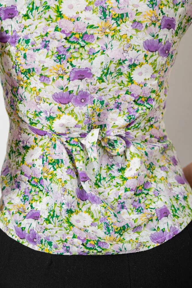 Купить Блуза c цветочным принтом, цвет молочно-сиреневый, 230R262 - Фото №5