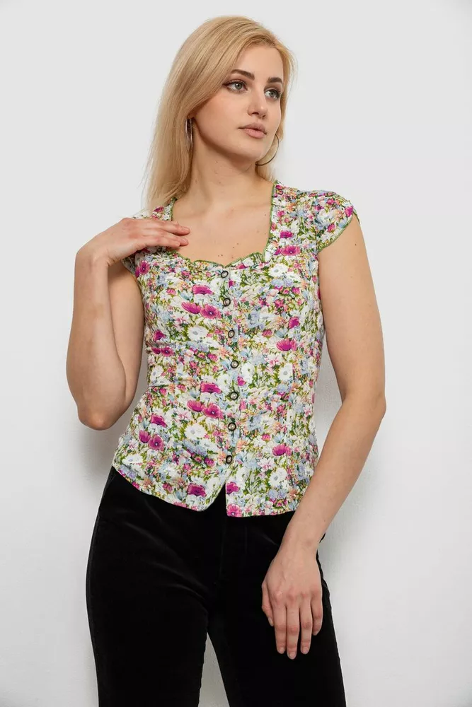 Купить Блуза c цветочным принтом, цвет фуксия, 230R262 - Фото №1