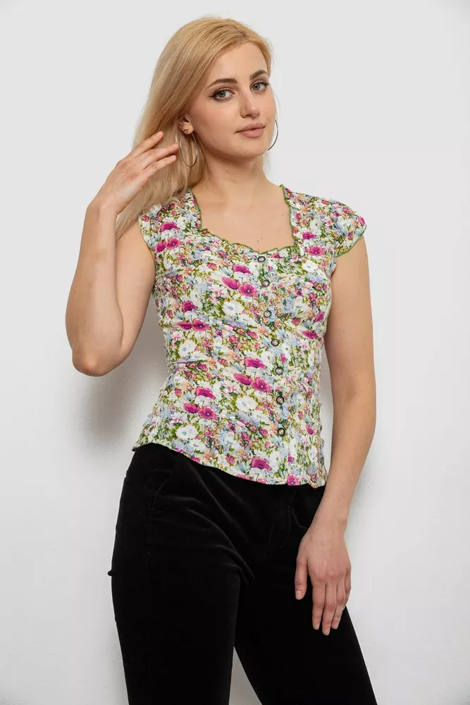 Купить Блуза c цветочным принтом, цвет фуксия, 230R262 - Фото №3