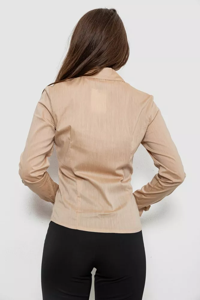 Купить Рубашка женская однотонная  -уценка, цвет бежевый, 230R068-8-U-2 - Фото №4